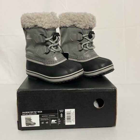 Child's Nylon Waterproof Yoot Pak Boot by Sorel Size 8 Snow Booties Black/Gray - Picture 8 of 10